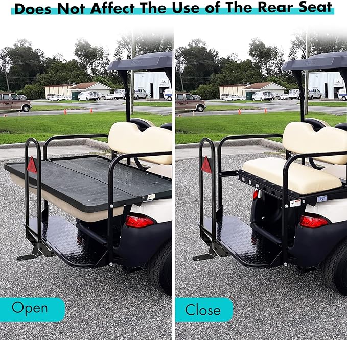 10L0L Golf Cart Rear Seat Safety Grab Bar & Trailer Hitch with Receiver Universal Fits Yamaha,Club Car, EZGO,Street Legal Heavy Duty Grab Bar w/Triangle Safety Sign