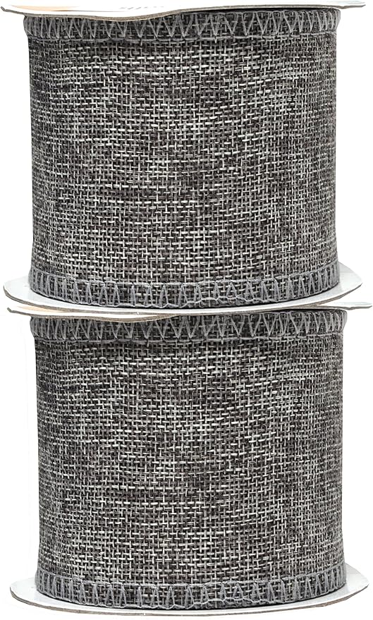 Mandala Crafts Gray Burlap Ribbon 3 Inches Wide Jute Ribbons - Image 2