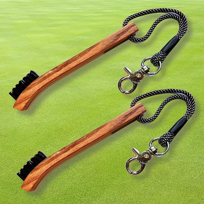 Golf Brush (2 Pack) - Cord and Clip Attachment for Bags and Carts, Club Cleaner Ideal for Woods and Irons - Golf Accesories for Men and Women
