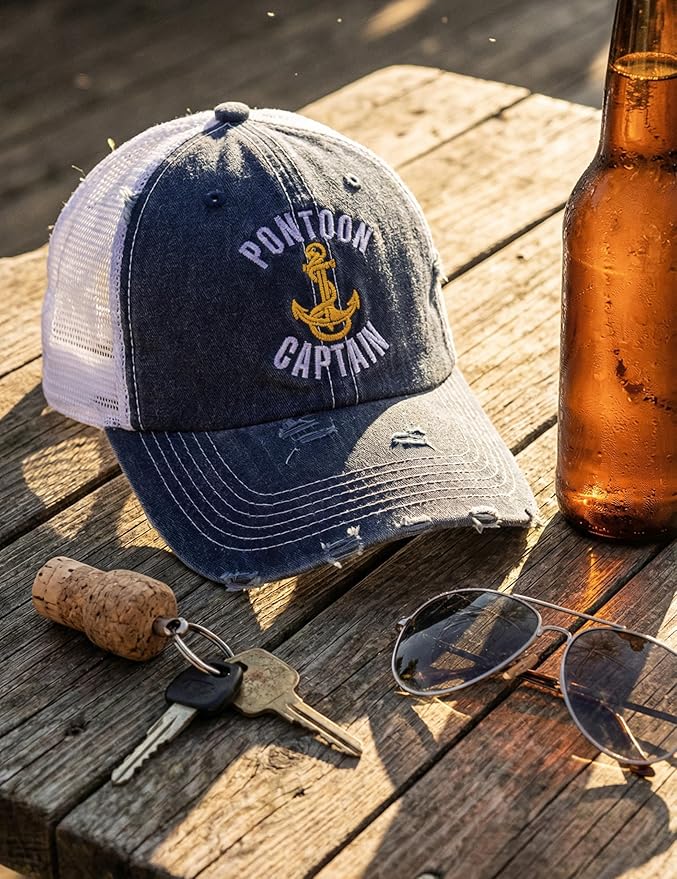 InnoBeta Pontoon Hat, Boat Captain Gifts for Men, Pontoon Accessories Baseball Cap, for Pontoon Owners