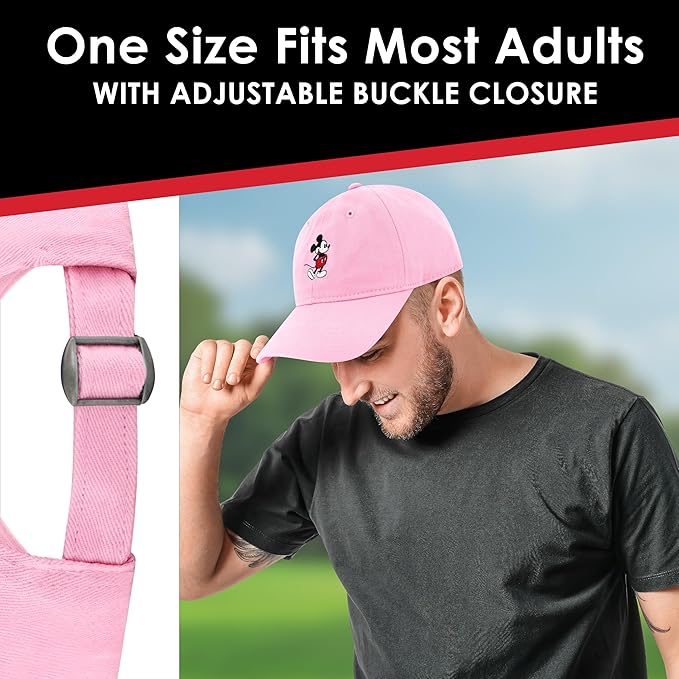 Disney Mickey Mouse Embroidered Cotton Adjustable Dad Hat with Curved Brim