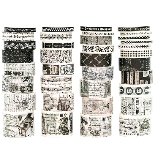 36 Rolls Vintage Washi Tape Pack Retro Arts Adhesive Tapes Wide Chronicle by Songdao