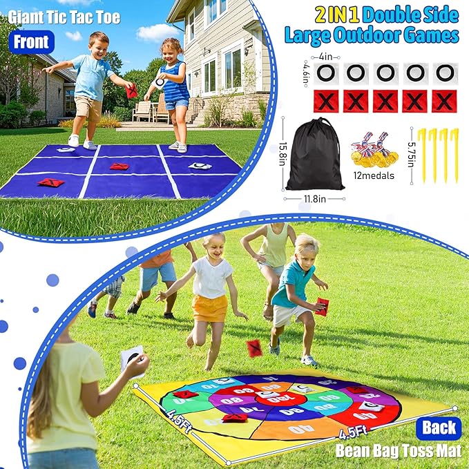 2-in-1 Outdoor Giant Tic Tac Toe Bean Bag Toss Games - Image 2