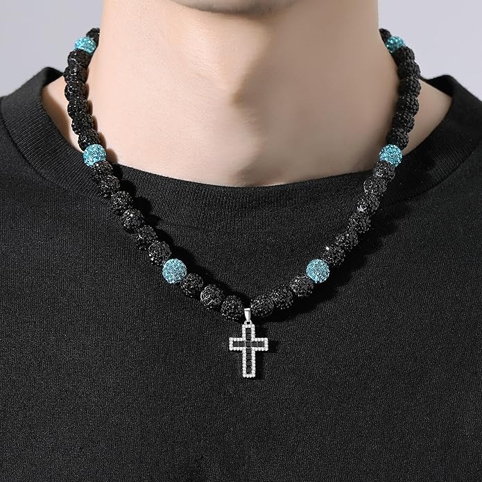 QINJIEJIE Baseball Necklace for Men Glitter Bling Rhinestone Beaded Collection Necklace for Women 16/18in Inspired Sports Jewelry Baseball Chain Cool Gifts for Baseball Players Team Lovers