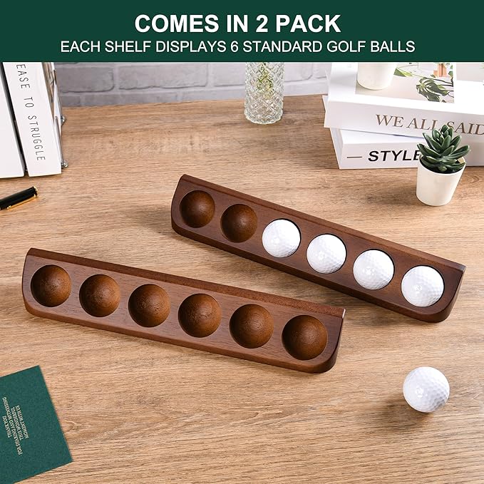 Tapeera 2-Pack Golf Ball Display Case Wall Mount - Display 12 Standard Golf Balls - Golf Office Tabletop Decor - Sport Memorabilia Display Case for Golf Ball Collector - Golf Accessories Gift for Men