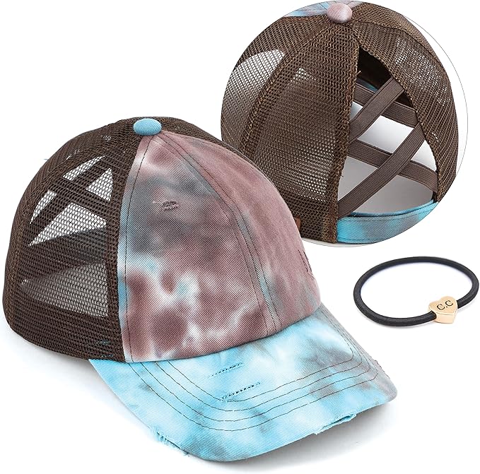 C.C Ponycap Messy High Bun Ponytail Adjustable Glitter Mesh Trucker Baseball Cap