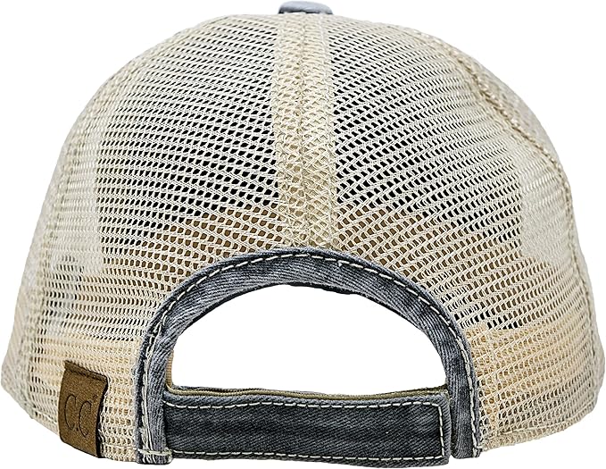 Funky Junque Trucker Hat for Women – Distressed Low Profile Western Camo Baseball Cap with Mesh, Trendy and Adjustable Fit