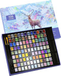 Mini Shimmer Watercolor Paint Set, 108 Colors Glitter Metallic Watercolour by GlisDyck