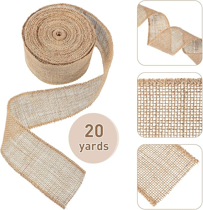 Chuangdi 20 Yard 3 Inches Burlap Ribbon Wide Jute Ribbon Natural Burlap Fabric - Image 3