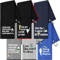 Moukeren 6 Pcs Fathers Day Gift Funny Golf Towel 16 x 24 Microfiber Embroidered Ball Towel Swing Swear Repeat Waffle Pattern for Golf Bags with Clip Accessories for Fan Gift Retirement Present(Men)