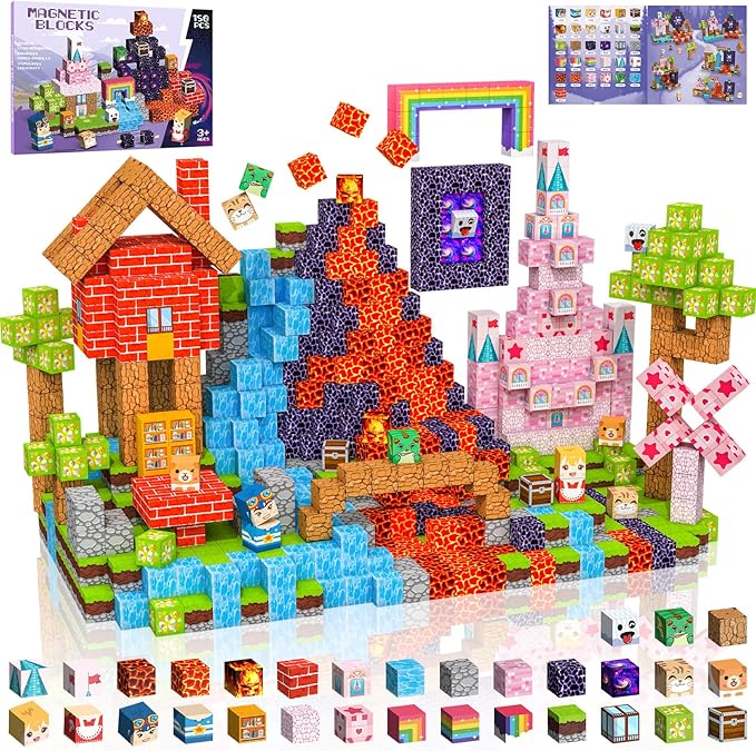 Magnetic Blocks 150 PCS Magnetic Building Blocks, 3+ STEM Montessori Sensory by Unknown