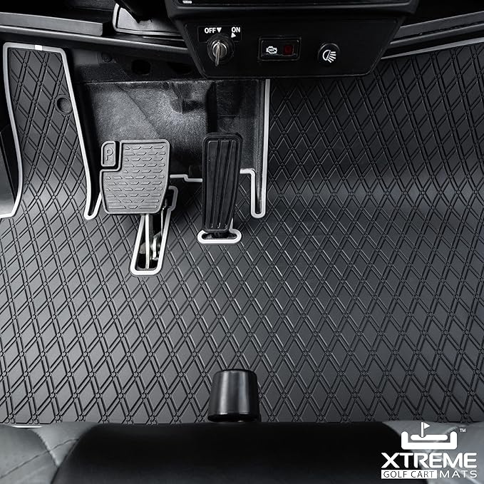Xtreme MATS Golf Cart Rubber Floor Mat Compatible with Yamaha Drive2 EFI QuieTech Models Only (2017-2026) & UMAX Rally 4x4 - Black with Grey Trim