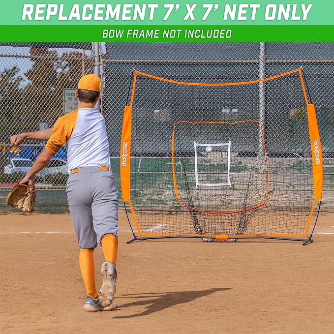 GoSports Replacement 7 x 7 ft Baseball Net - NET ONLY - Frame NOT Included - Choose Your Color