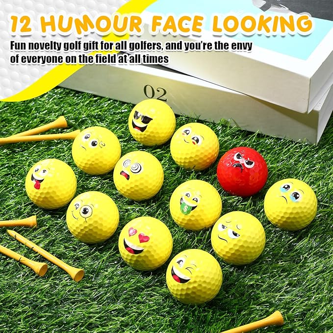 MiniInflat 18 Pcs Funny Golf Balls Gifts Set 12 Humor Golf Balls and 6 Tees for Men Women Coworkers Employees Golfers Birthday Retirement