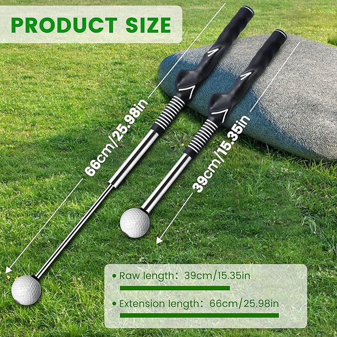 Retractable Golf Swing Training Aid,Rhythm Click Sound Warm Up Golf Swing Trainer,Golf Grip Trainer Attachment -Strength & Tempo Training for Chipping Hitting,Golf Accessories for Men