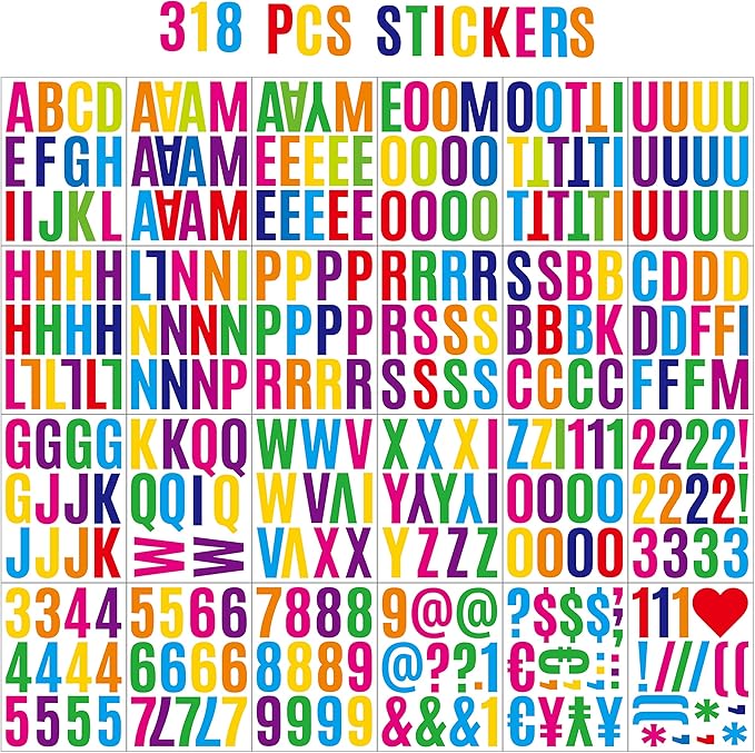 318Pcs 2inch Vinyl Letter & Numbers Stickers, Large Stick on Alphabet - Image 2