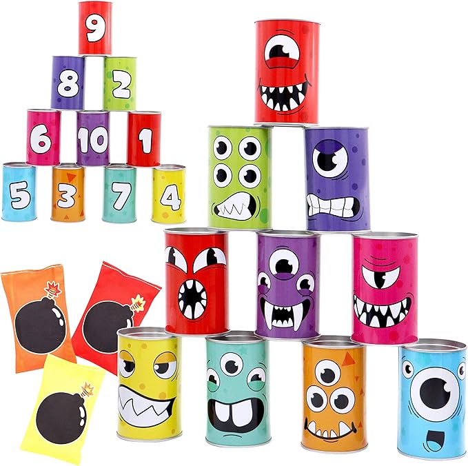 JOYIN 13 Pcs Carnival Bean Bag Toss, Knockdown Can Game Set, Holiday & Birthday by JOYIN