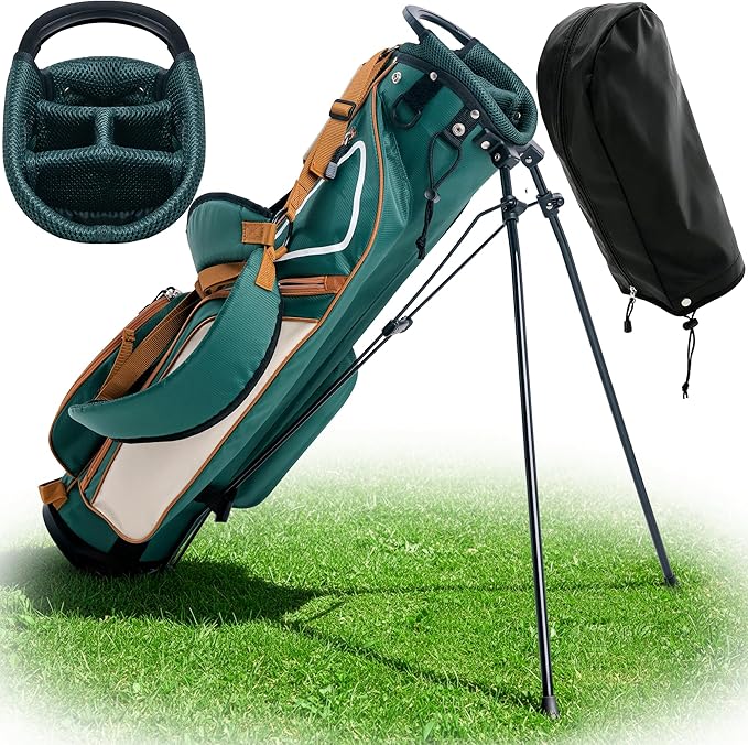 Ultra-Lite Golf Stand Bag - 3 Lbs, 4 Way Divider Portable Golf Club Carry Bag, Water-Repellent Golf Travel Case with Rain Hood, Golf Gifts for Men and Women