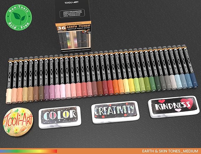 36 Acrylic Paint Pens Skin and Natural Earth Tone Marker Set - Image 2