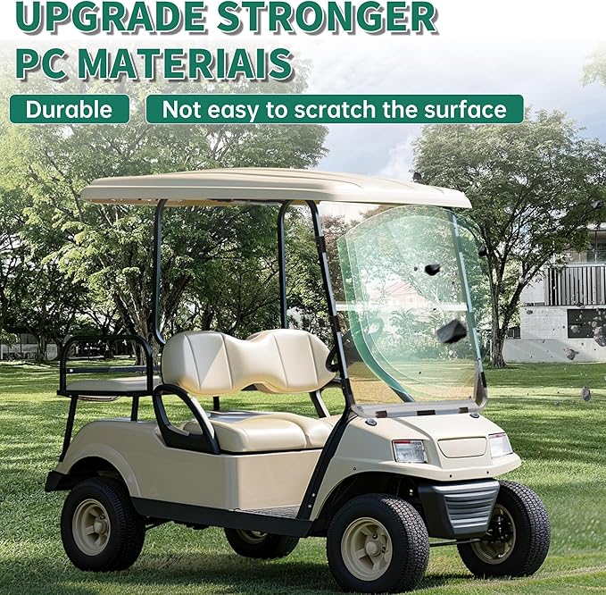 ECOTRIC Tinted Windshield Compatible with 1982-2000.5 Club Car DS Golf Cart Smoke Style Fold Down Windscreen