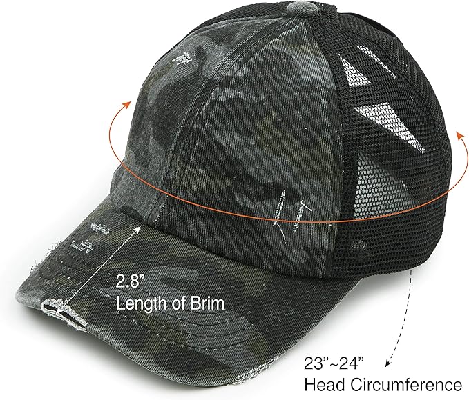 C.C Ponycap Messy High Bun Ponytail Adjustable Glitter Mesh Trucker Baseball Cap