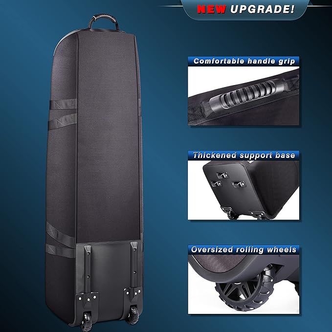 CHAMPKEY Premium Soft-Padded Golf Travel Bags for Airlines - Travel Golf Gags for Airlines with Premium Oxford Fabric and Oversized Wheels