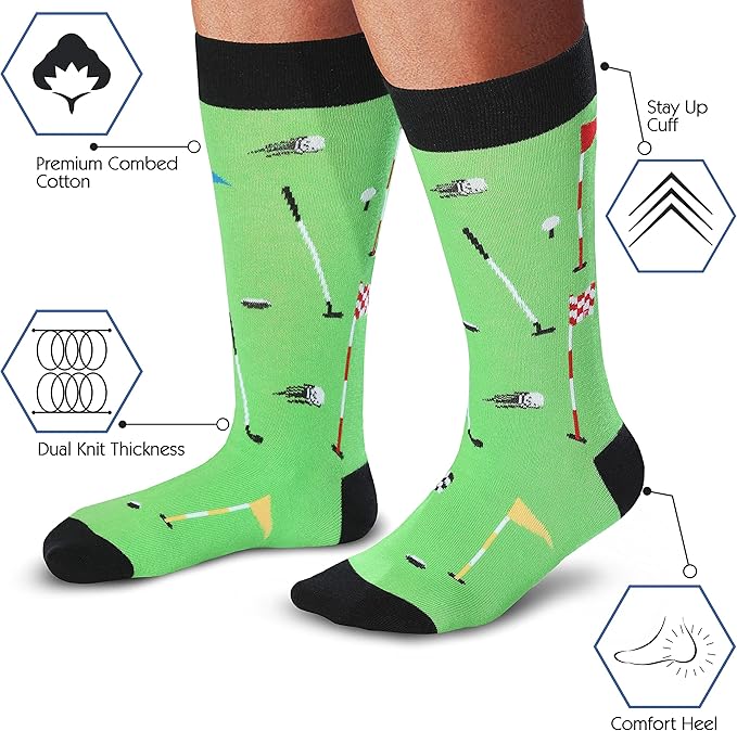 Cavertin Men's Funny Socks Hunting Fishing Football Baseball Gaming Golf Taco Pizza Bacon Christmas Gift for Men