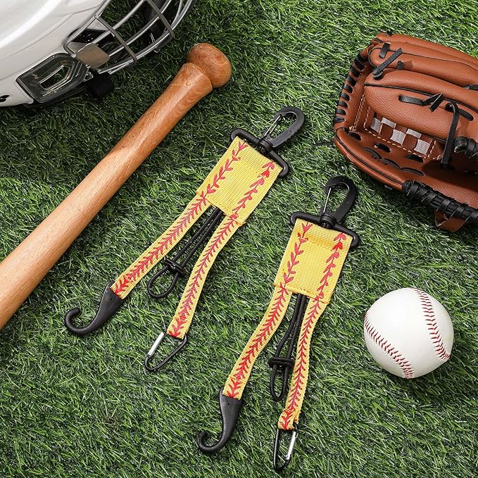 Deekin 10 Pcs Baseball Softball Gear Hanger 3 in 1 Dugout Organizer Bat Holder with Glove Clip and Helmet Hook for Fence Bag Water Bottle Hiking Camping (Softball)