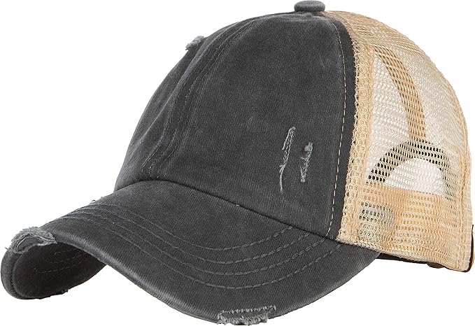 Funky Junque Trucker Hat for Women – Distressed Low Profile Western Camo Baseball Cap with Mesh, Trendy and Adjustable Fit