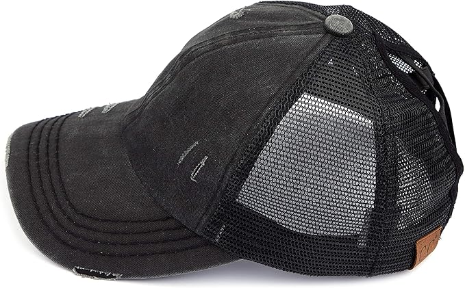 C.C Ponycap Messy High Bun Ponytail Adjustable Glitter Mesh Trucker Baseball Cap