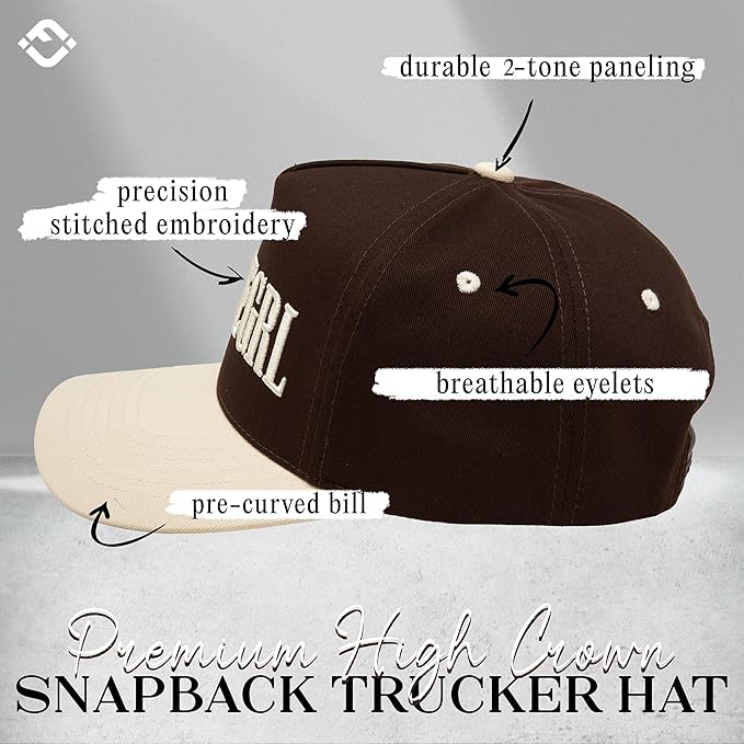Funky Junque Trucker Hat Women Men 2-Tone Baseball Cap – Vintage Western Style Embroidered Snapback, Premium Cotton Blend