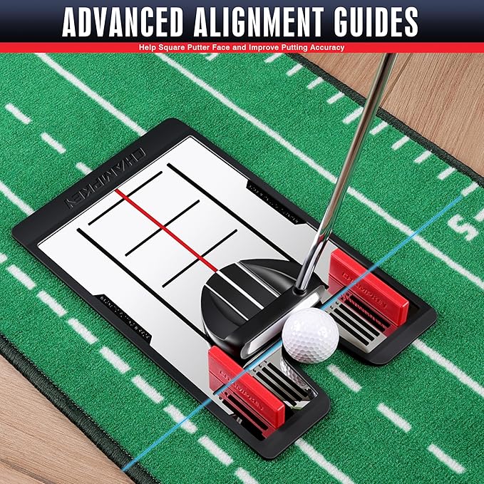 CHAMPKEY Magnetic Putting Mirror - Alignment Putting Aid for Golf - Professional Putting Thing with Golf Gates Ideal for Indoor and Outdoor Training