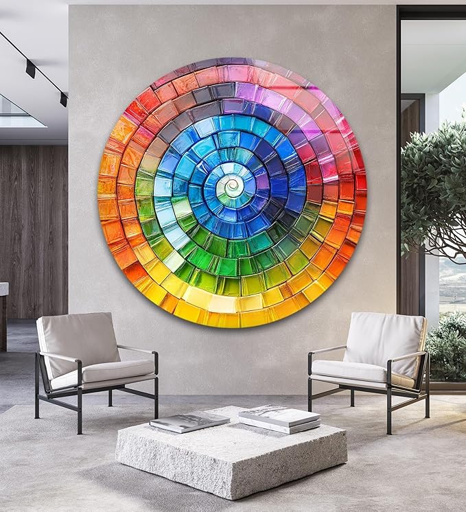 My Photostation.com 15.8'' Diameter Radiant Spiral Spectrum Round Glass Wall - Image 5