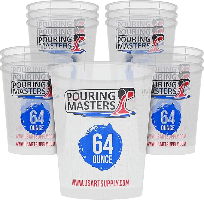 Pouring Masters 64 Ounce Graduated Plastic Mixing Cups by Pouring+Masters