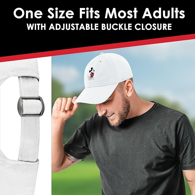 Disney Mickey Mouse Embroidered Cotton Adjustable Dad Hat with Curved Brim