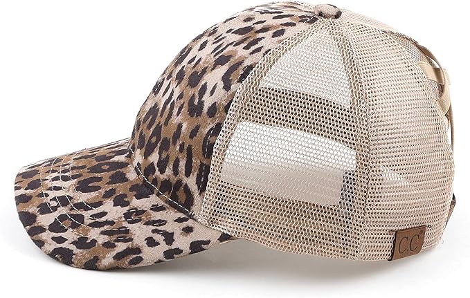 C.C Ponycap Messy High Bun Ponytail Adjustable Glitter Mesh Trucker Baseball Cap