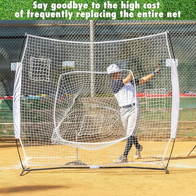 6 Pcs Universal Sports Net Repair Kits with 100 Pcs Zip Ties 8 x 8 Inch Golf Goal Nylon Netting Hole Replacement Patch for Baseball Batting Cages Hockey Football