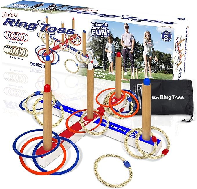 Ring Toss Game for Kids, Fun Ring Tossing Outdoor Game Set Carnival Games Set - Image 7