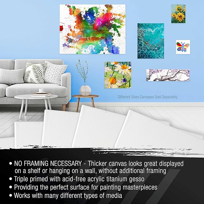 U.S. Art Supply Large Stretched Canvas - Image 4