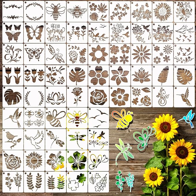 65Pcs Small Stencils for Painting on Wood Reusable, 3 Inch Reusable Stencil for - Image 9
