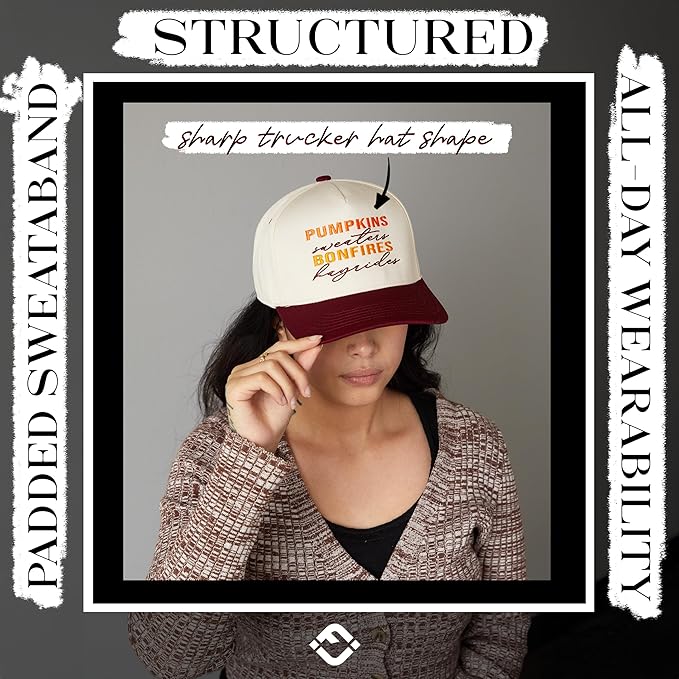 Funky Junque Trucker Hat Women Men 2-Tone Baseball Cap – Vintage Western Style Embroidered Snapback, Premium Cotton Blend