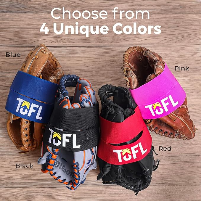 TOFL Baseball Glove Wrap Band for Mitt Shaping | Elastic Strap with Adjustable Closure for Pocket Forming & Storage | Youth & Adult Softball Mitt Care Accessory (Color & Quantity Options)