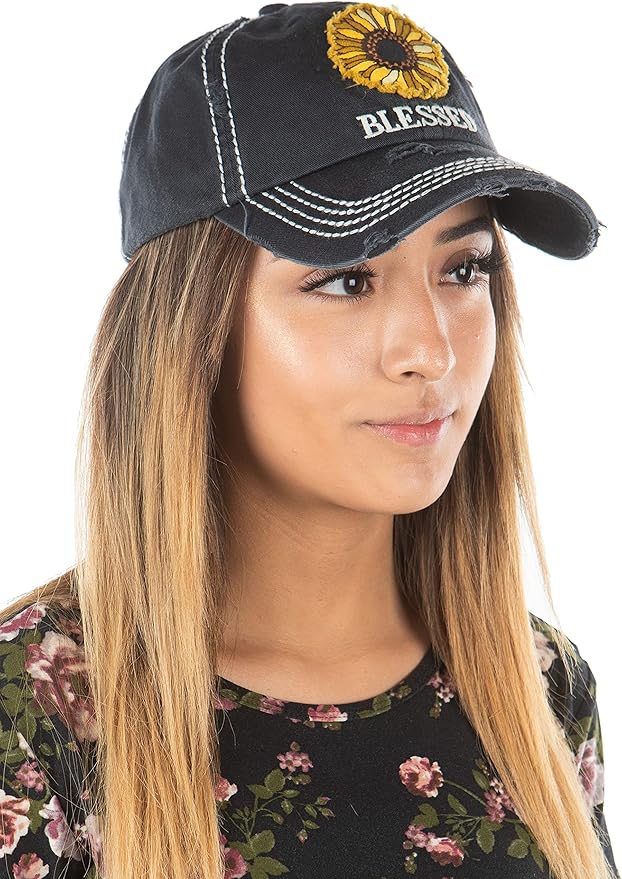Funky Junque Distressed Vintage Baseball Cap - Embroidered Patch Women's Hat - Holiday, Lifestyle & Patriotic Designs