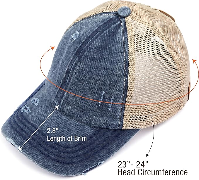 C.C Ponycap Messy High Bun Ponytail Adjustable Glitter Mesh Trucker Baseball Cap