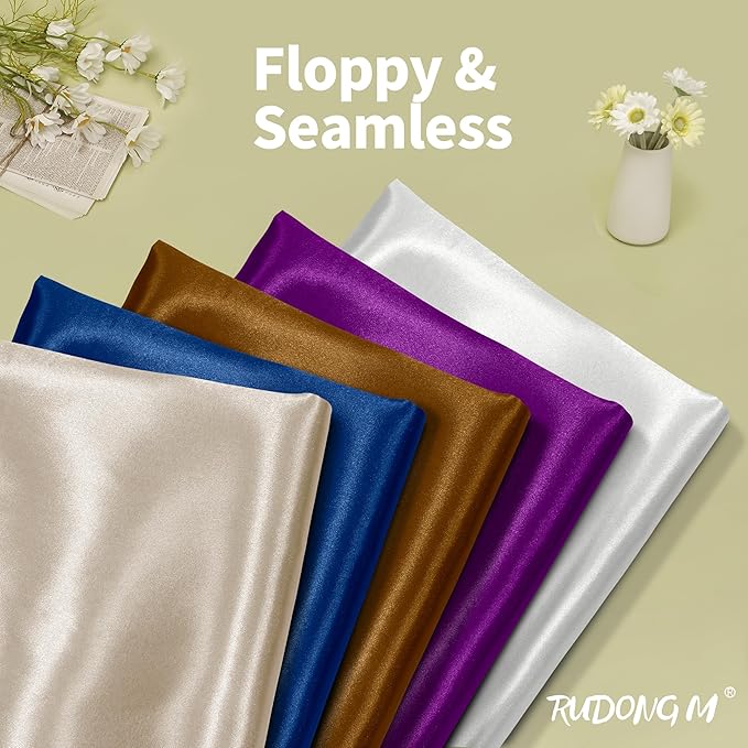 RUDONG M Beige Satin Fabric by The Yard, 3 Yard x 60 Inch Wide Silky Charmeuse - Image 2