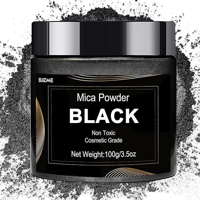 Black Mica Powder Pigment -Cosmetic Grade Metallic Mica Powder by BIJIZME