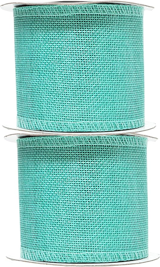 Mandala Crafts Turquoise Burlap Ribbon 3 Inches Wide Jute Ribbons - Image 2
