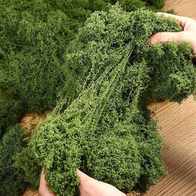 Fake Green Moss for Potted Plants, 10.6OZ Moss Decor Artificial Faux Moss for - Image 4
