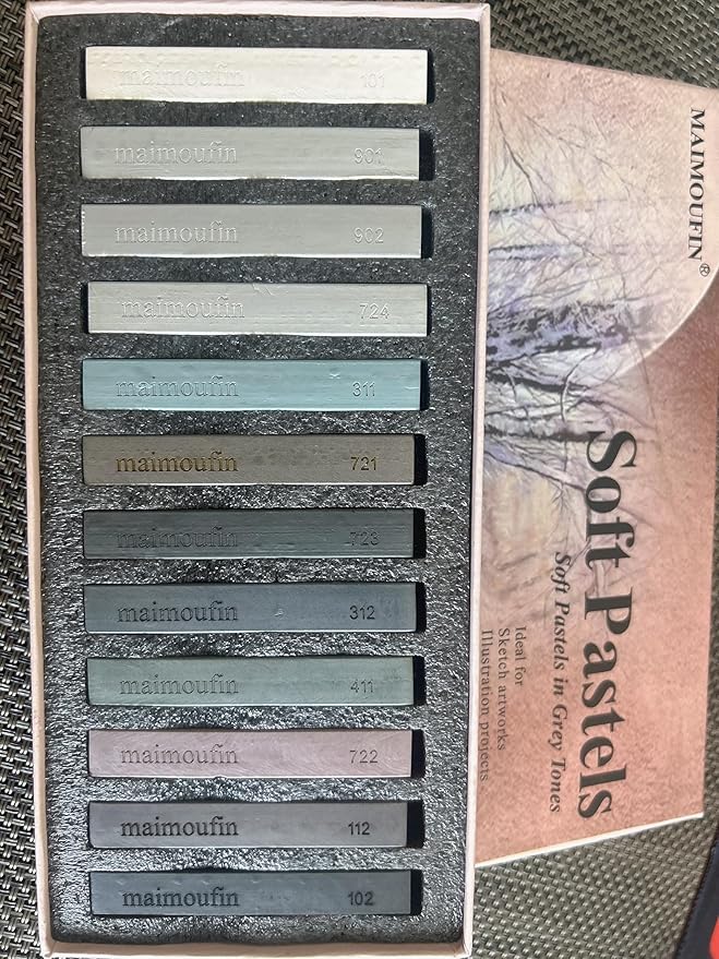 12-Pack Gray Tone Soft Pastel Sticks - Image 2