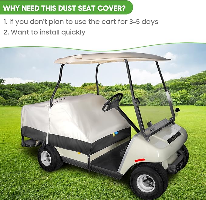 10L0L Waterproof Golf Cart Seat Cover, Universal for Yamaha EZGO Club Car 2+2 Seats Rain Covers | 600D Oxford Golf Cart Seat Protective Covers | Rain & Dust Protection | Easy On/Off for Daily Use